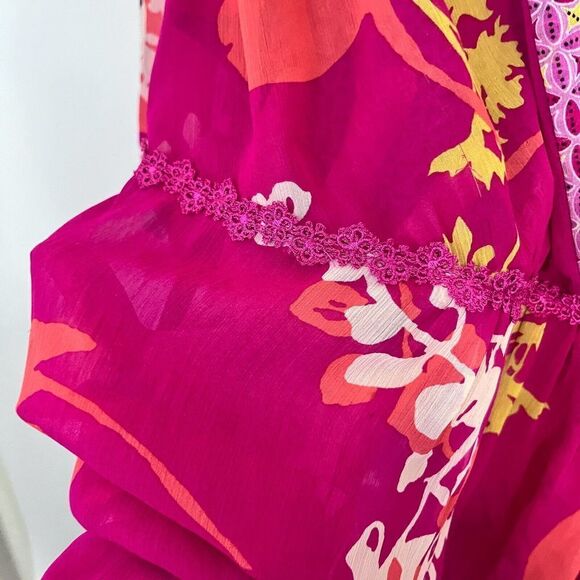 Lane Bryant Women's Blouse Tunic Semi Sheer Size 18/20 Mixed Print Pink Colorful - Picture 4 of 8